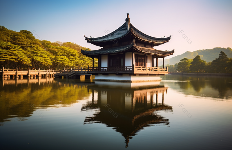 清晰的摄影图高清的图片水面上的倒影杭州西湖风景,高清,摄影图,摄影图片,图片大全,摄影图免费下载